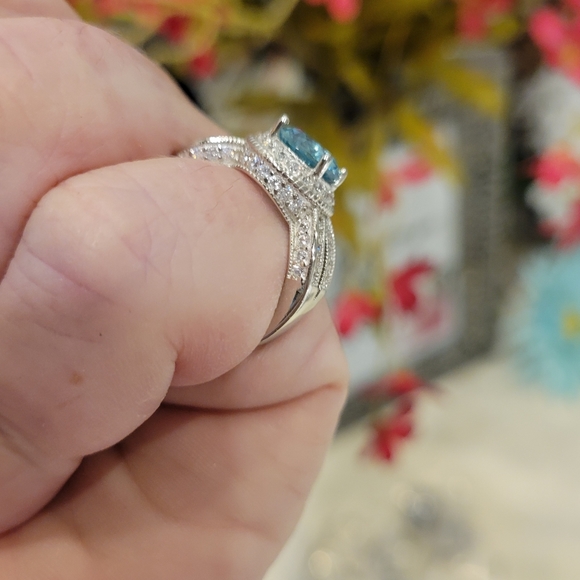 NWT 4ct Genuine flawless aquamarine ring 925 Sterling Silver. Stunning. 7 - Picture 9 of 13